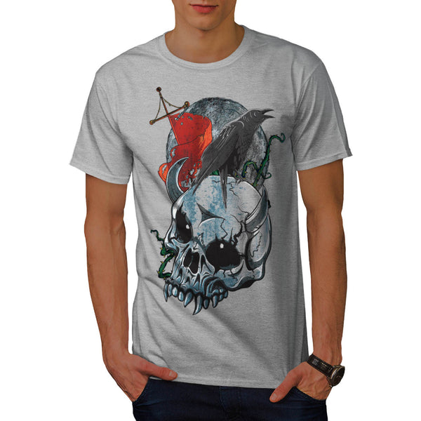 Skull Raven Head Art Mens T-Shirt