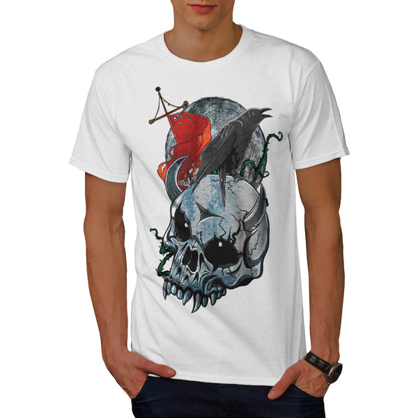 Skull Raven Head Art Mens T-Shirt