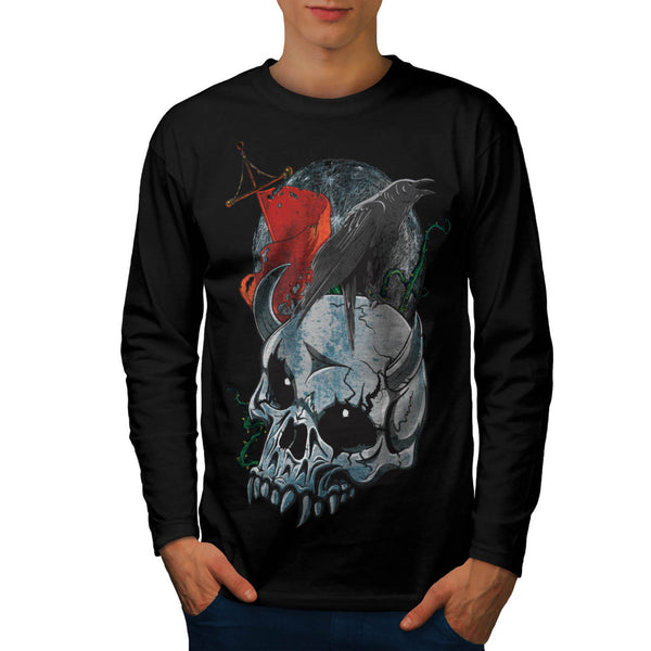 Skull Raven Head Art Mens Long Sleeve T-Shirt