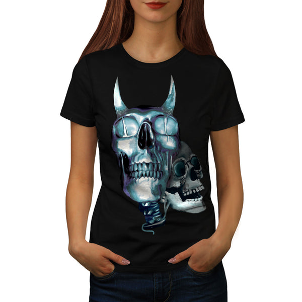 Skull Head Devil Art Womens T-Shirt