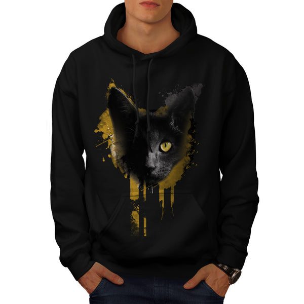 One Eyed Black Cat Mens Hoodie