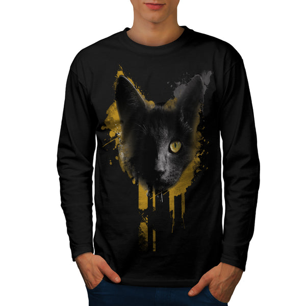 One Eyed Black Cat Mens Long Sleeve T-Shirt