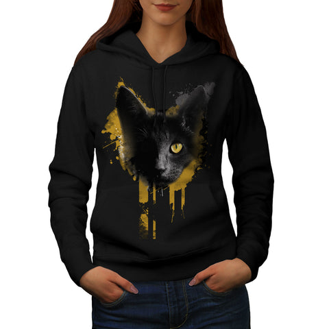 One Eyed Black Cat Womens Hoodie