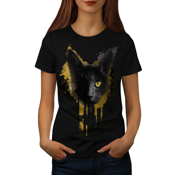 One Eyed Black Cat Womens T-Shirt