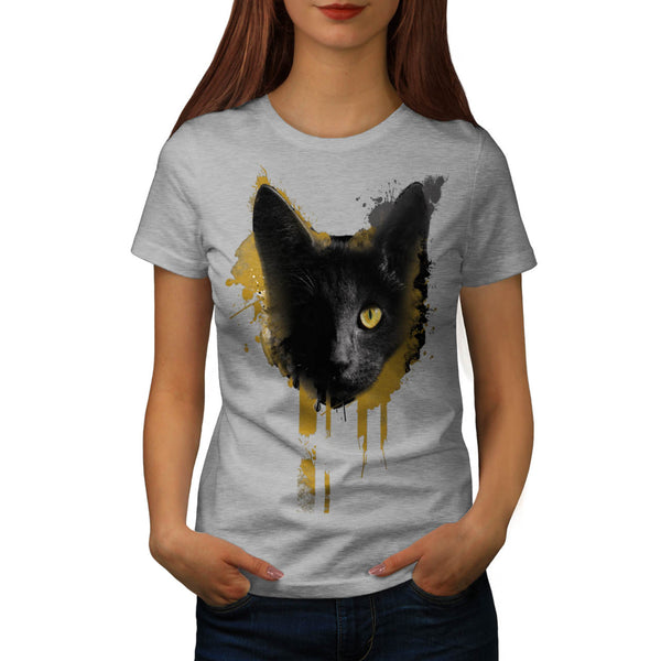 One Eyed Black Cat Womens T-Shirt