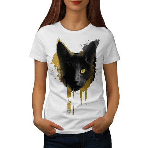 One Eyed Black Cat Womens T-Shirt