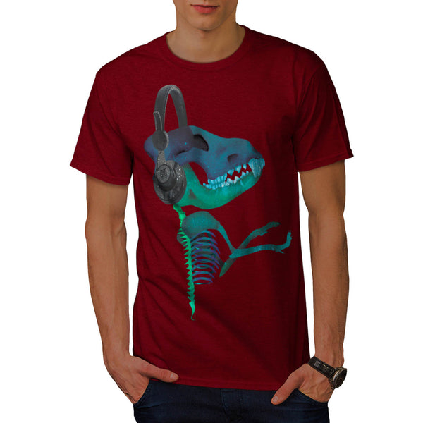 Dinosaur Headphone Mens T-Shirt