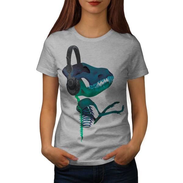 Dinosaur Headphone Womens T-Shirt