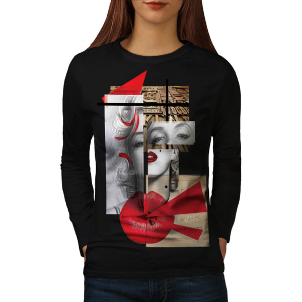 Merilyn Monroe Kiss Womens Long Sleeve T-Shirt