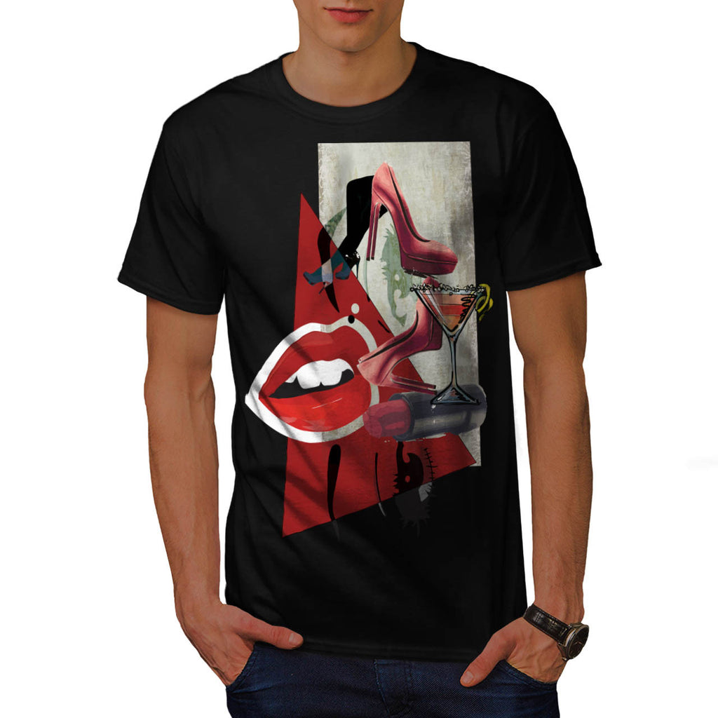 Women Red Lip Fashion Mens T-Shirt
