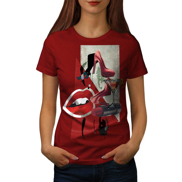 Women Red Lip Fashion Womens T-Shirt