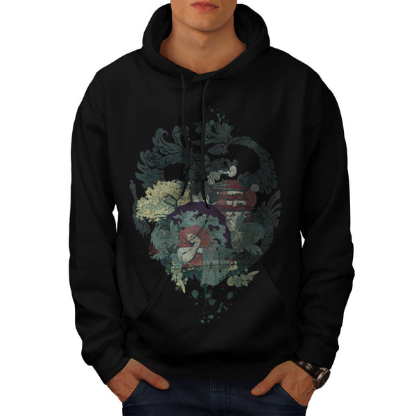 Dragon Japan Geisha Mens Hoodie