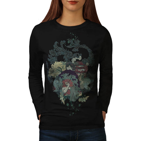 Dragon Japan Geisha Womens Long Sleeve T-Shirt