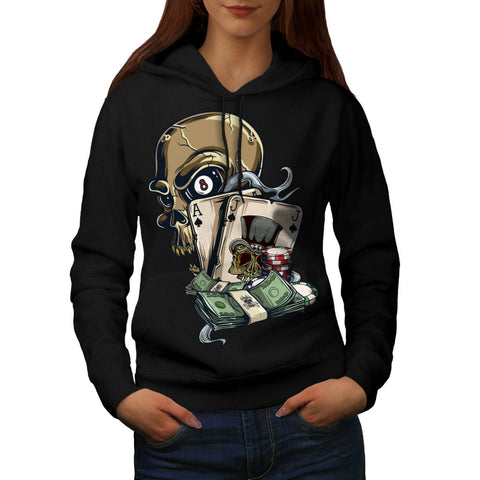 Skull Head Gambling Womens Hoodie