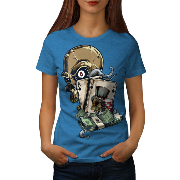 Skull Head Gambling Womens T-Shirt