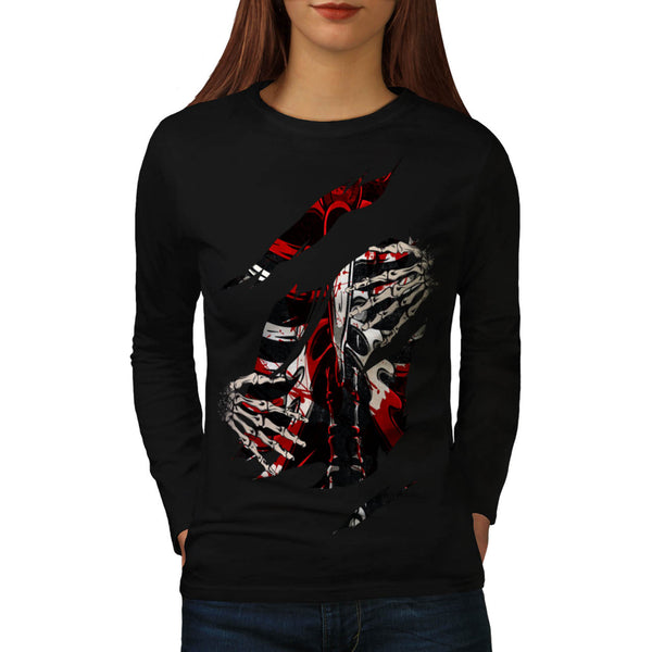 Skull Blood Angel Art Womens Long Sleeve T-Shirt