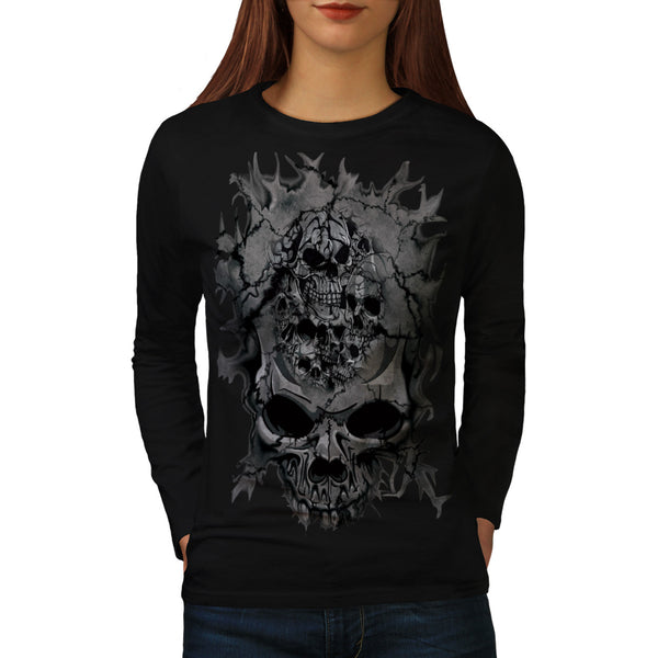 Skull Head Horror Art Womens Long Sleeve T-Shirt