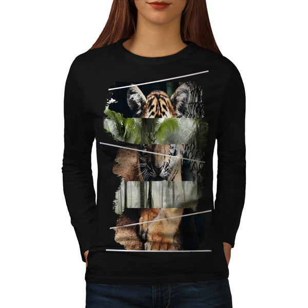 Tiger Lion Jungle Womens Long Sleeve T-Shirt
