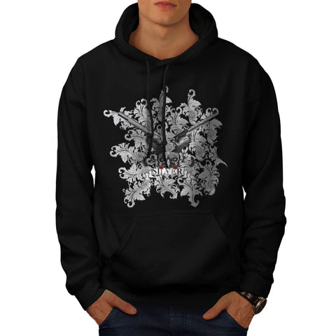 Flower Silver Pistol Mens Hoodie