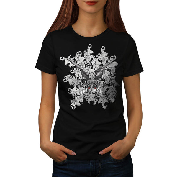 Flower Silver Pistol Womens T-Shirt