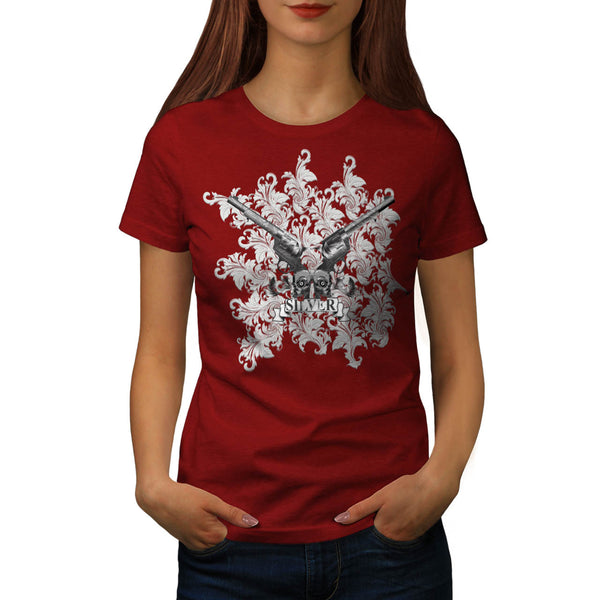 Flower Silver Pistol Womens T-Shirt