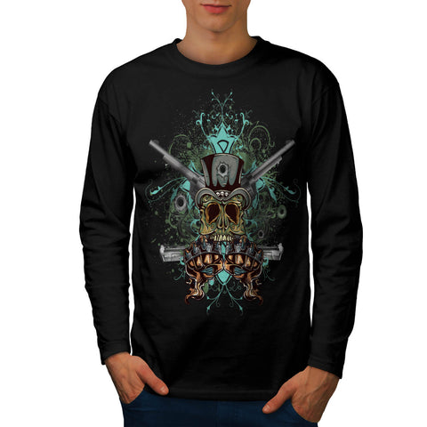 Gangster Skull Head Mens Long Sleeve T-Shirt