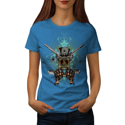 Gangster Skull Head Womens T-Shirt