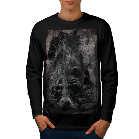 Skull Hell Head Flame Mens Long Sleeve T-Shirt