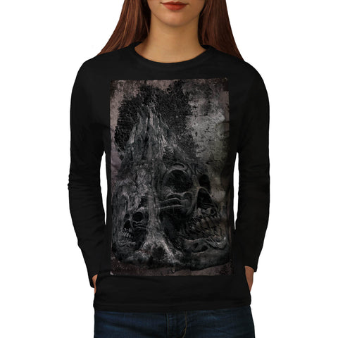 Skull Hell Head Flame Womens Long Sleeve T-Shirt
