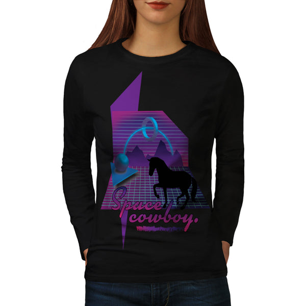 Space Galaxy Cowboy Womens Long Sleeve T-Shirt
