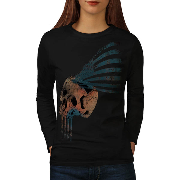 American Indian Skull Womens Long Sleeve T-Shirt