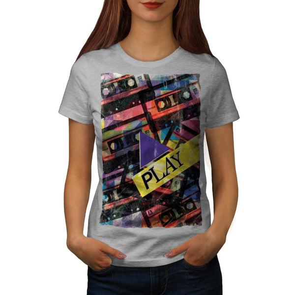 Tape Cassette Play Womens T-Shirt