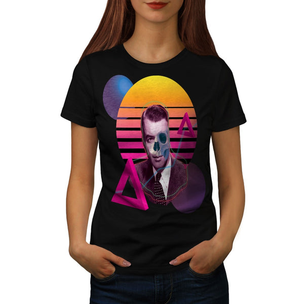 80' Skull New Wave Womens T-Shirt