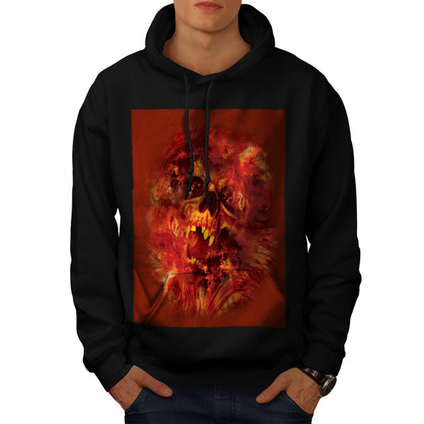 Skull Beast Flames Mens Hoodie