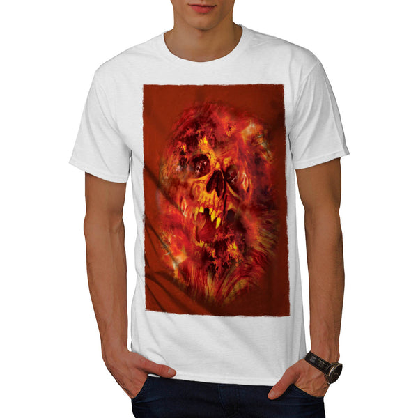 Skull Beast Flames Mens T-Shirt