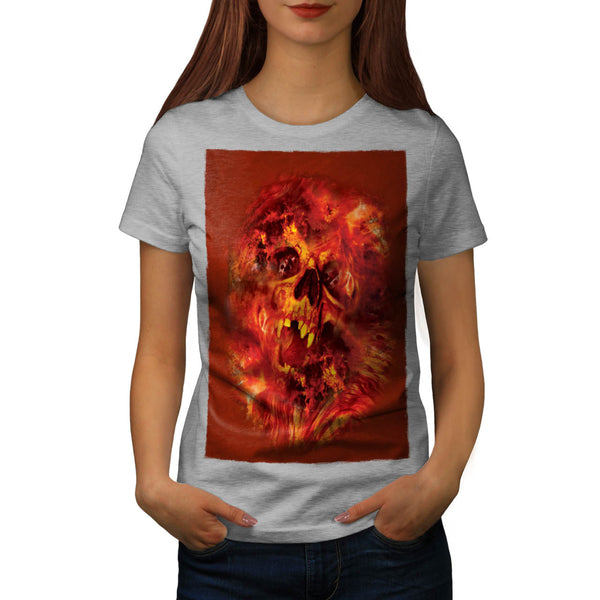 Skull Beast Flames Womens T-Shirt