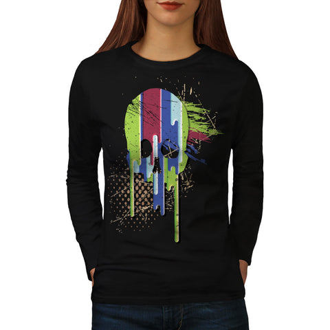 Skull Head Sugar Art Womens Long Sleeve T-Shirt