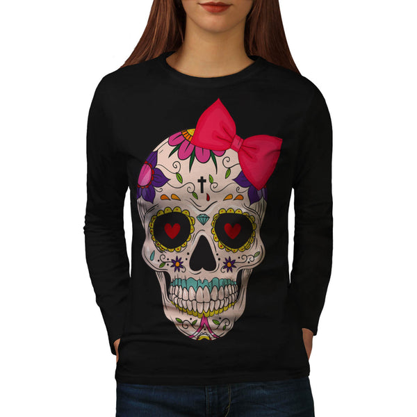 Skull Sugar Head Art Womens Long Sleeve T-Shirt