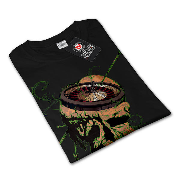 Casino Roulette Skull Mens Long Sleeve T-Shirt