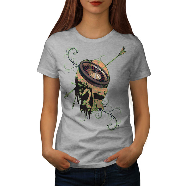 Casino Roulette Skull Womens T-Shirt