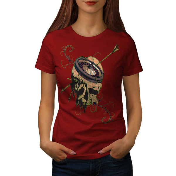 Casino Roulette Skull Womens T-Shirt