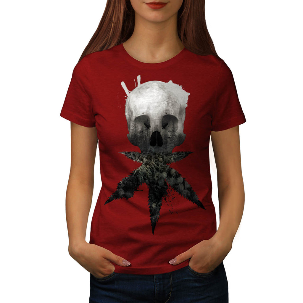Skull Cannabis Face Womens T-Shirt