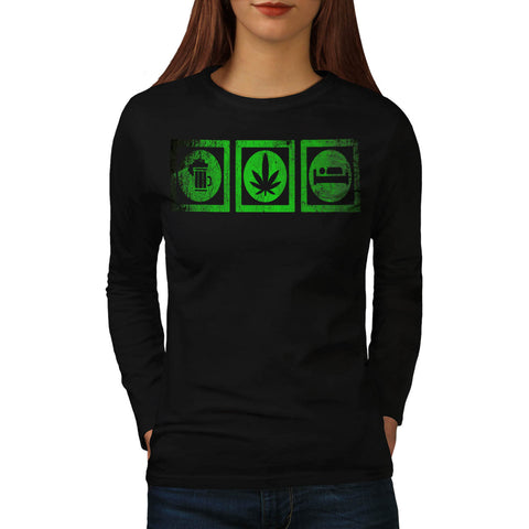 Beer Cannabis Sleep Womens Long Sleeve T-Shirt