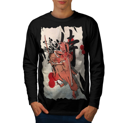 Japan Fighter Samurai Mens Long Sleeve T-Shirt