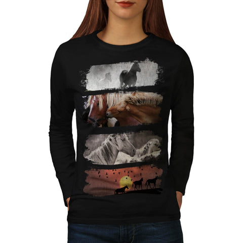 Animal Horse Family Womens Long Sleeve T-Shirt
