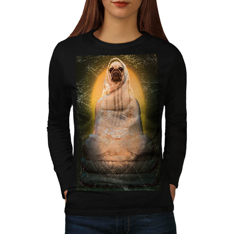 Dog Pug Buddha God Womens Long Sleeve T-Shirt