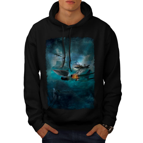 Shark Attack Airplane Mens Hoodie