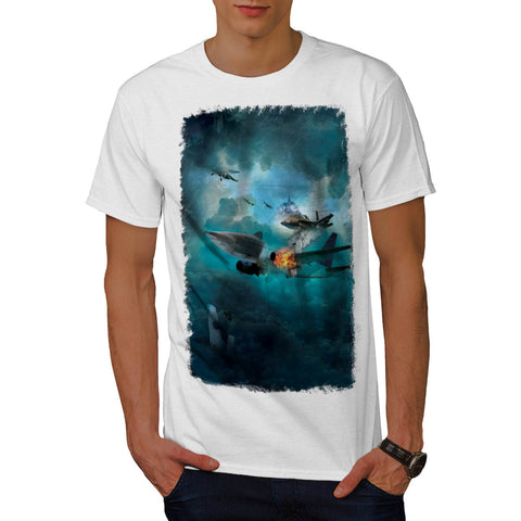 Shark Attack Airplane Mens T-Shirt