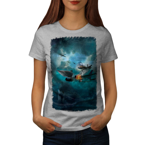 Shark Attack Airplane Womens T-Shirt