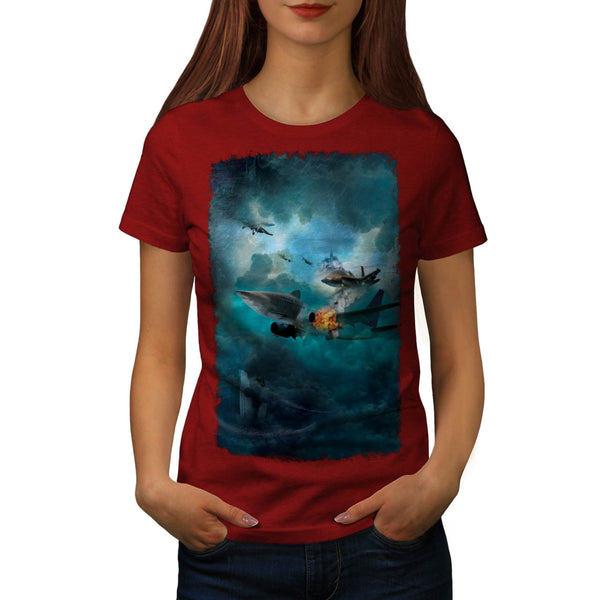 Shark Attack Airplane Womens T-Shirt